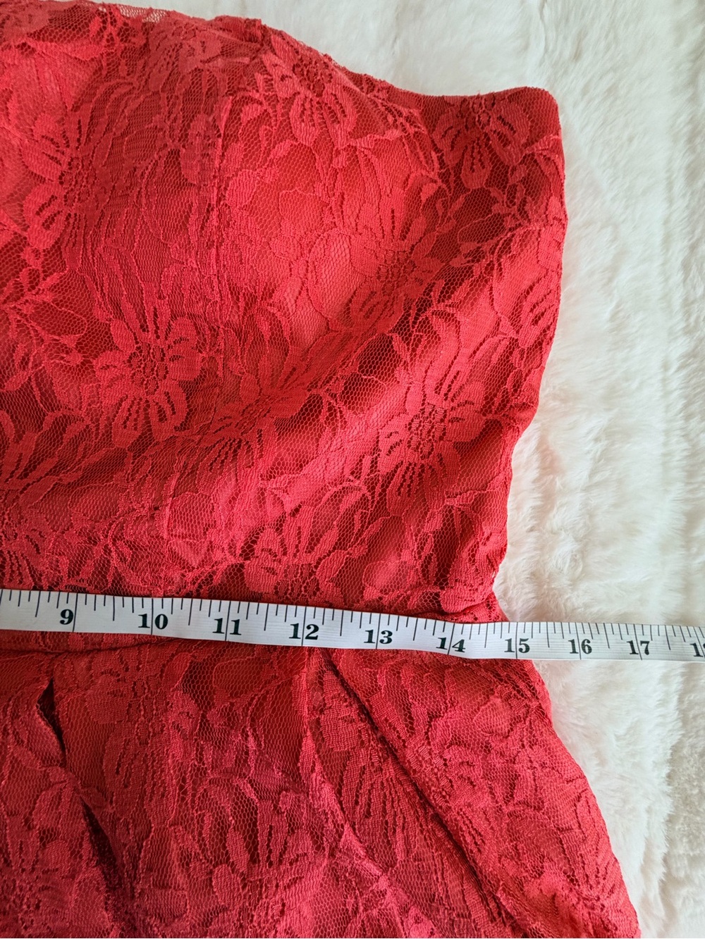 Poetry Coral-Red Strapless Lace Mini Dress - Picture 8 of 11